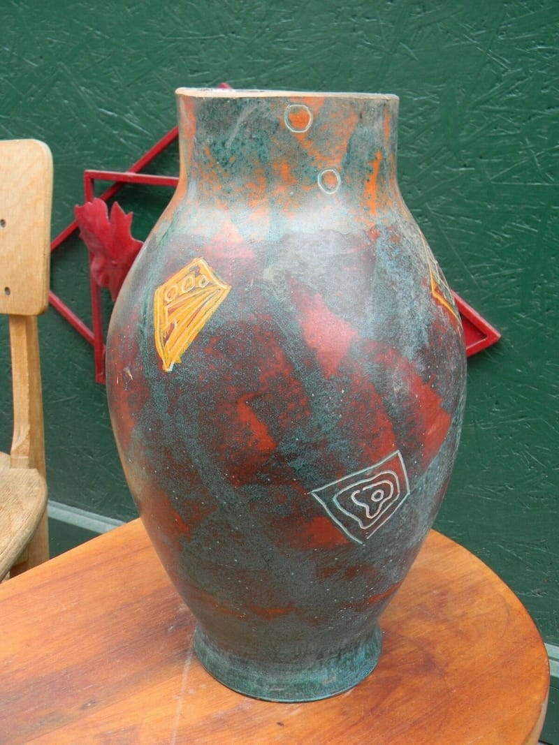 Jean Austruy Céramique Vase Africaniste Scarifié 1958 France Signé