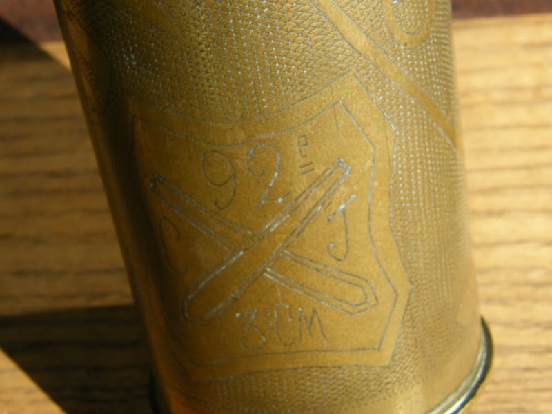 Vase Obus Artisanat Tranchée Trench Art St Quentin 1914 1918 Poilus — vue 5