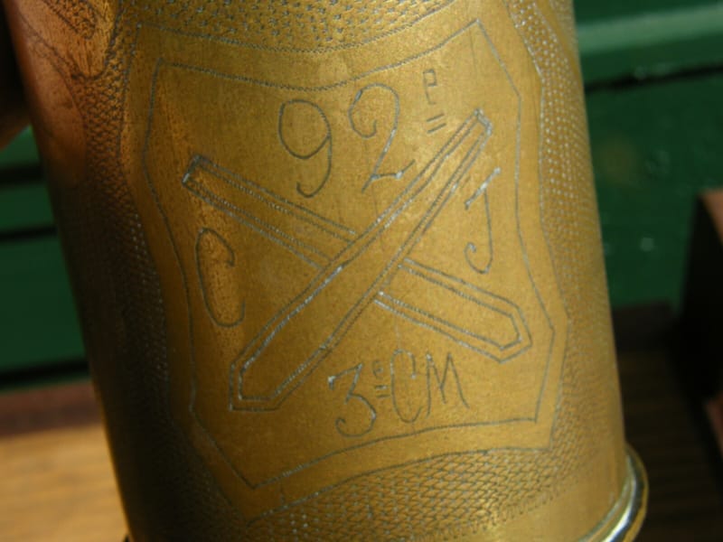 Vase Obus Artisanat Tranchée Trench Art St Quentin 1914 1918 Poilus — vue 6
