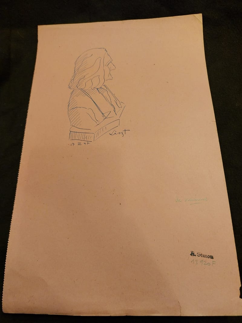 Dessin André Simon 1947 Artiste Lorrain Liszt — vue 2