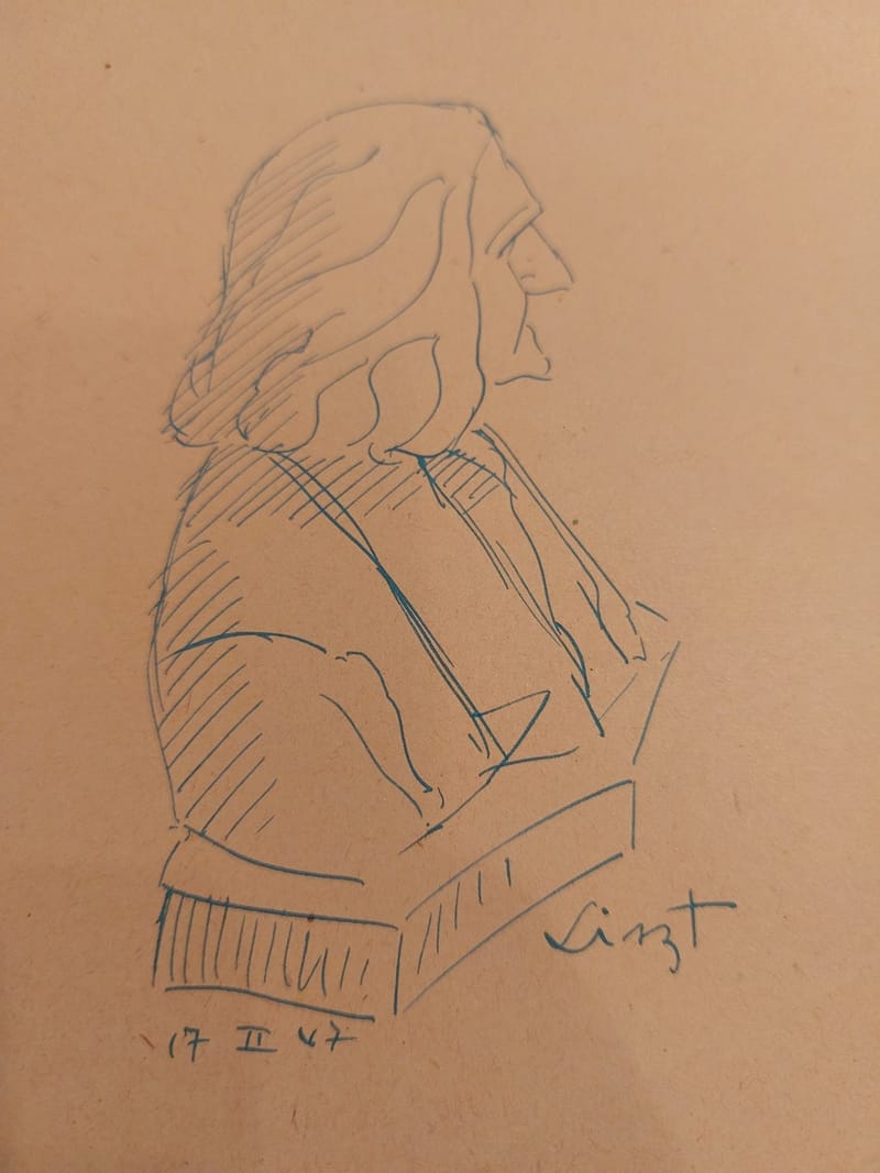 Dessin André Simon 1947 Artiste Lorrain Liszt
