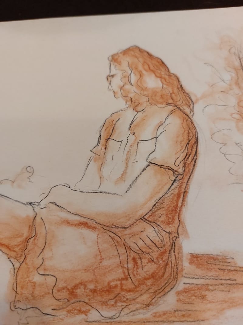 Crayon Edwige André Simon 1947 Artiste Lorrain — vue 2