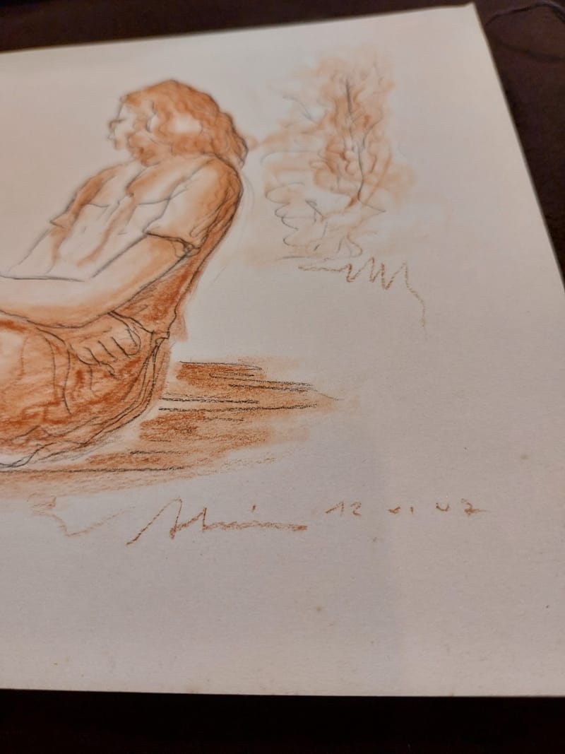 Crayon Edwige André Simon 1947 Artiste Lorrain — vue 3