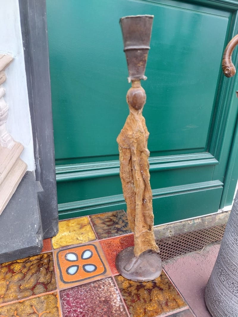 Bronze Statue Bougeoir Africaniste Signée Femme Afrique