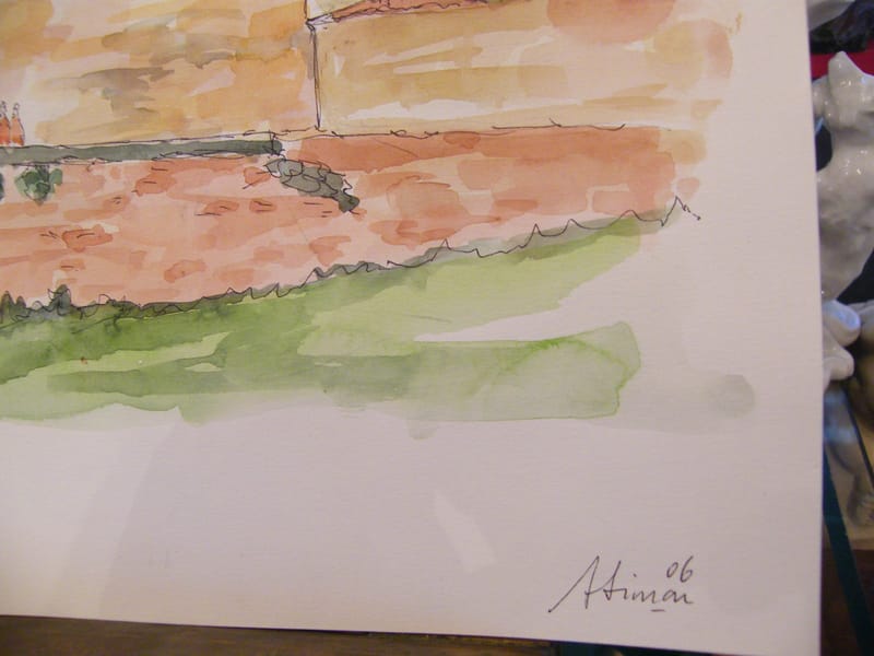 "Aquarelle Vic sur Seille Château Evêque A Simon 1926-2014 2006 Artiste Lorrain" — vue 3