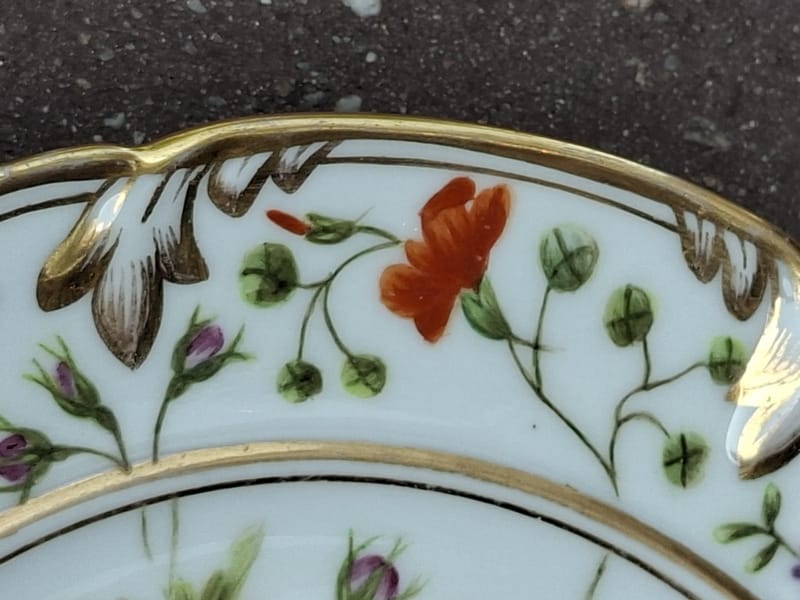 Assiette Porcelaine Paris XIX ème siècle Fleurs Peintes Signée MB — vue 5