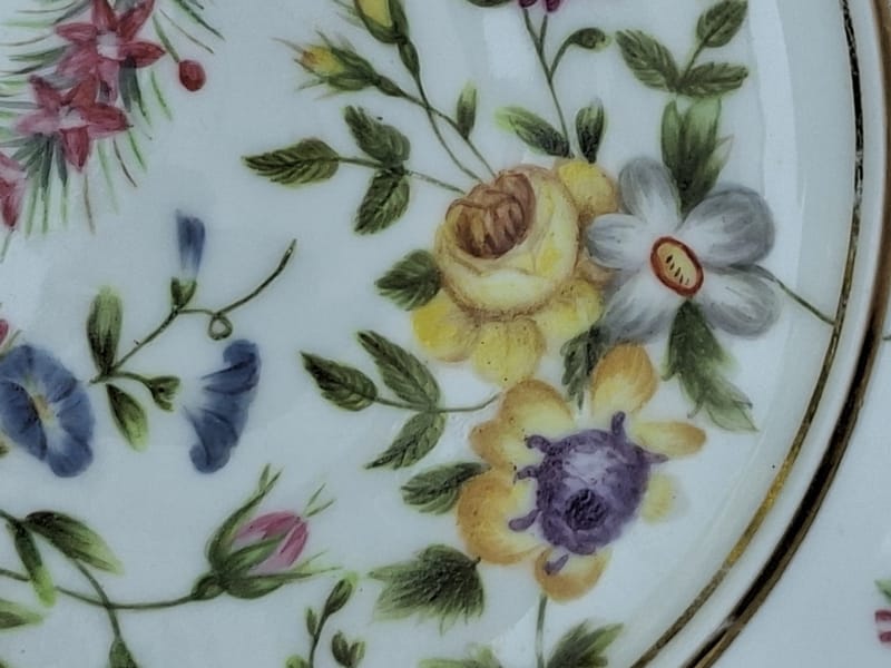 Assiette Porcelaine Paris XIX ème siècle Fleurs Peintes Signée MB — vue 4