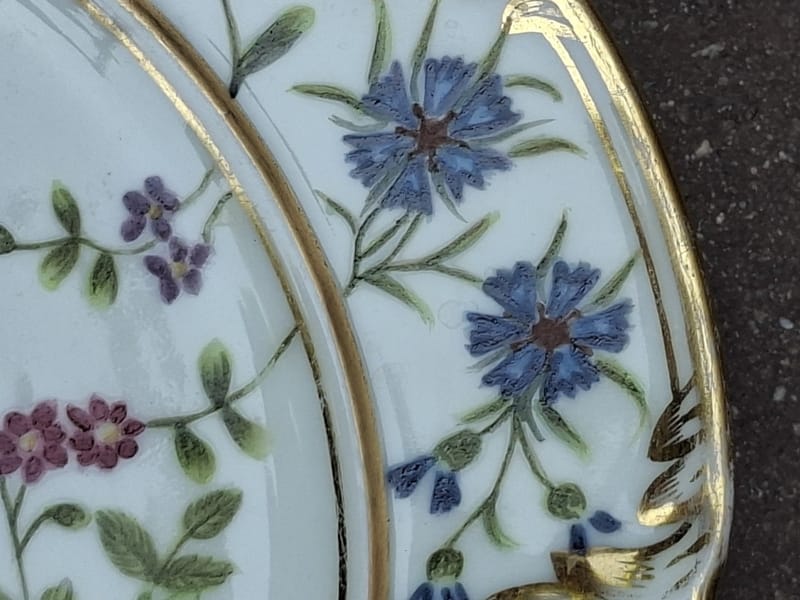 Assiette Porcelaine Paris XIX ème siècle Fleurs Peintes Signée MB — vue 8