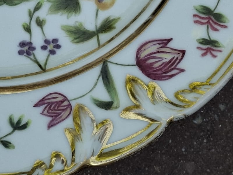 Assiette Porcelaine Paris XIX ème siècle Fleurs Peintes Signée MB — vue 7