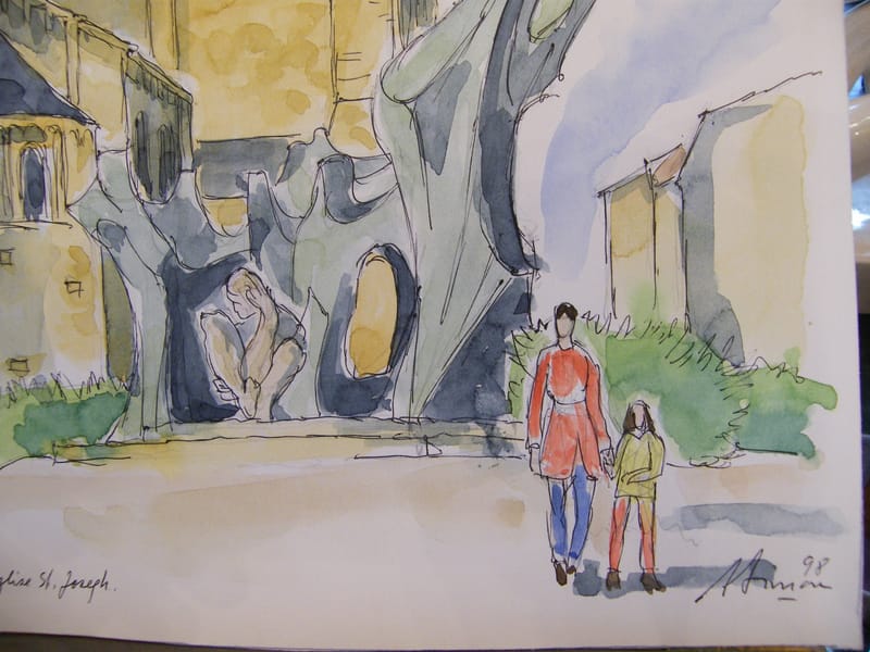 "Aquarelle Montigny les Metz St Joseph  A Simon 1926-2014 1998 Artiste Lorrain" — vue 3