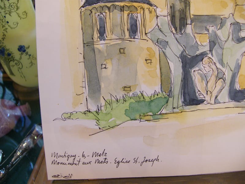 "Aquarelle Montigny les Metz St Joseph  A Simon 1926-2014 1998 Artiste Lorrain" — vue 2