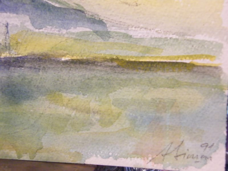 Aquarelle Montigny les Metz Canal André Simon 1926-2014 1991 Artiste Lorrain — vue 3