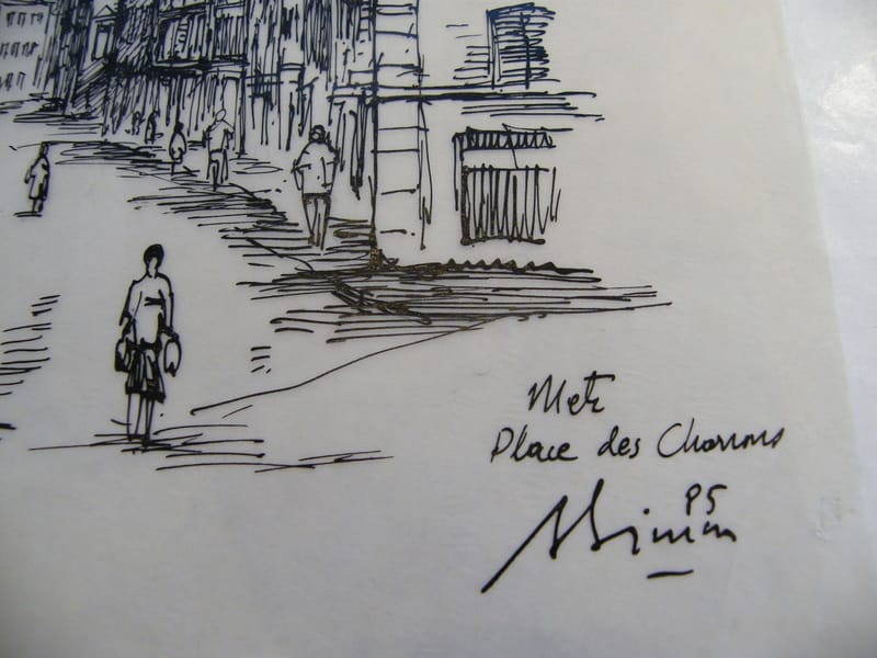 Metz Place des Charrons André Simon 1926-2014 Encre de Chine sur calque — vue 2