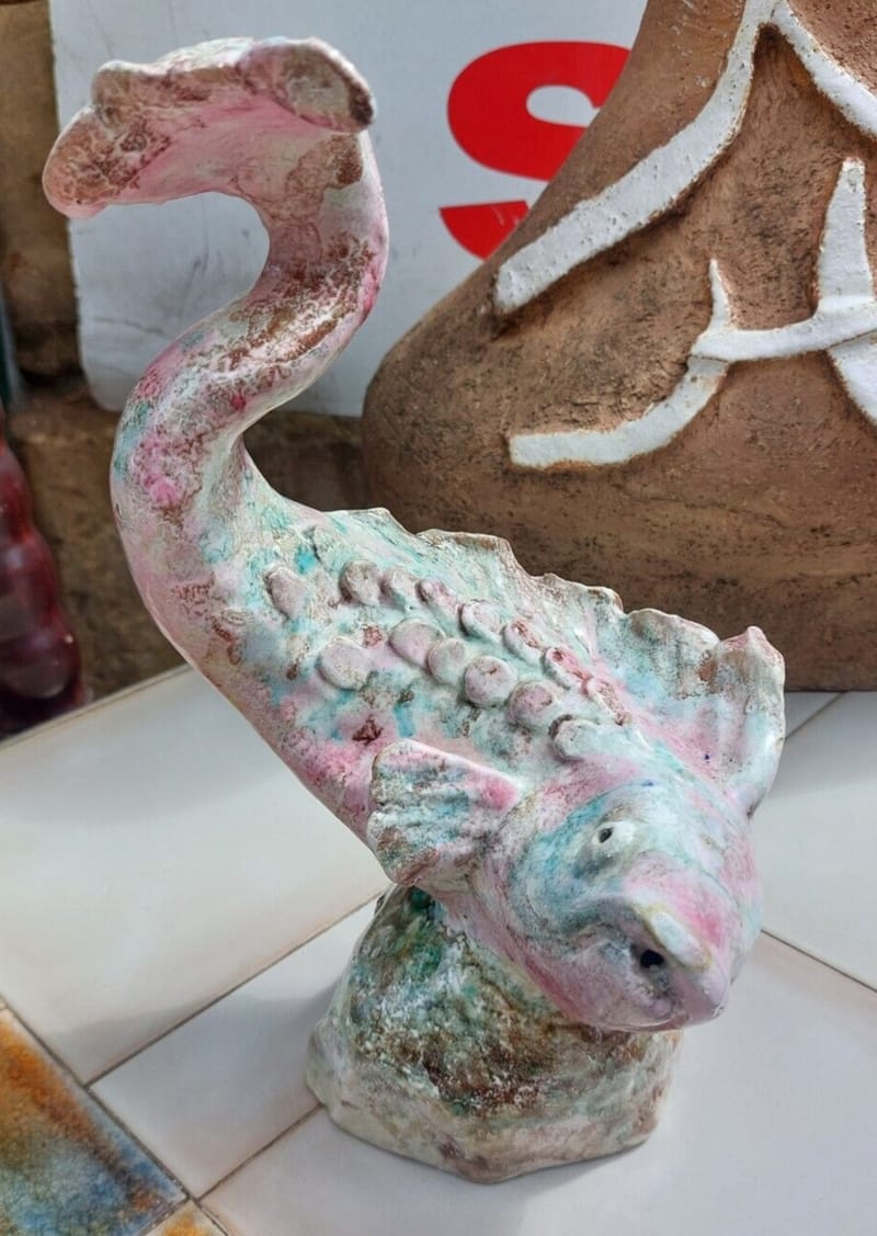 Poisson Céramique émaillée Années 60