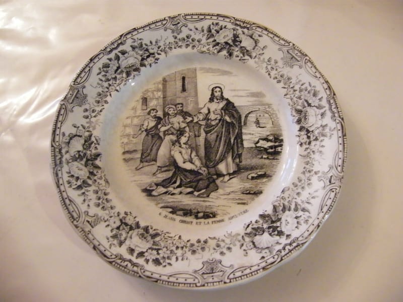 Choisy le Roi Hautin & Boulenger Assiette Parlante Jesus et Femme adultère