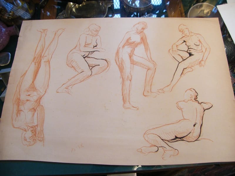 Etudes Nus Féminins André Simon 1926-2014 Artiste Lorrain Dessins — vue 3
