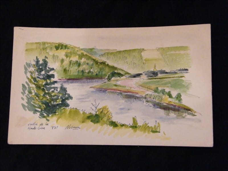 Vallée Haute Seine André Simon 1926-2014 1961 Artiste Lorrain Aquarelle