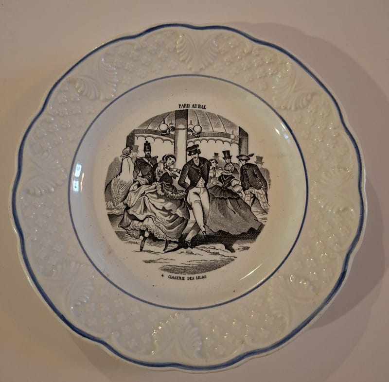 Choisy Assiette Vignette XIX ème siècle Hautin Boulenger Paris au Bal