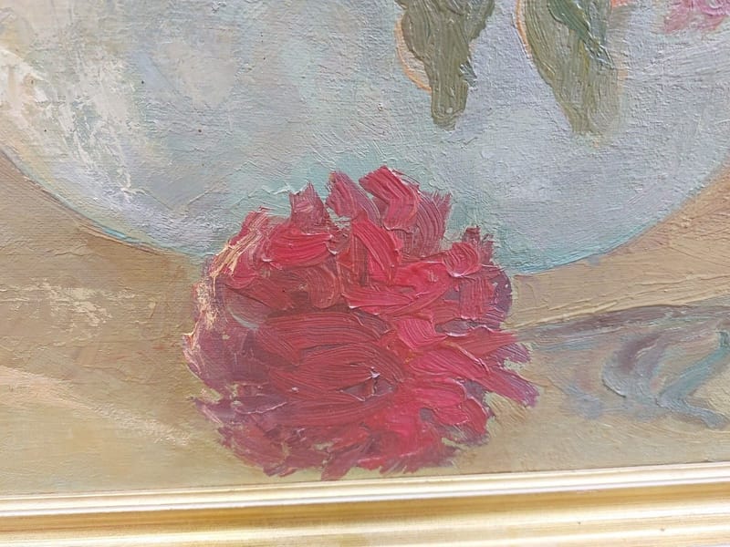 Przemysław PABUDZIŃSKI Huile sur Toile Nature Morte aux Chrysanthèmes 1977 — vue 9