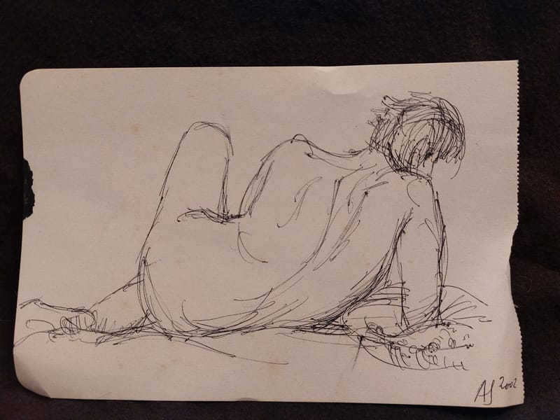 Encre André Simon 2002 Artiste Lorrain Metz AS Nu de Dos