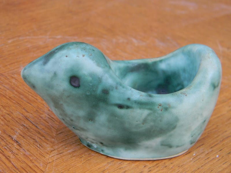 Coquetier Oiseau Céramique années 60 Couleur verte