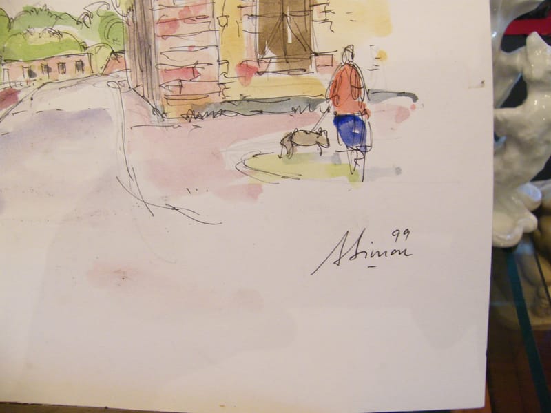 Aquarelle Neuf Brisach Porte de Bâle André Simon 1926-2014 1999 Artiste Lorrain — vue 3
