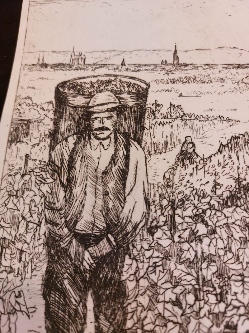 Eau Forte Vaux Vignerons André Simon Artiste Lorrain Metz 2 ème état — vue 2