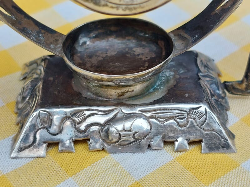 Argent Massif Passe Thé Bascule Asiatique Poinçons Silver Silber Asie — vue 5