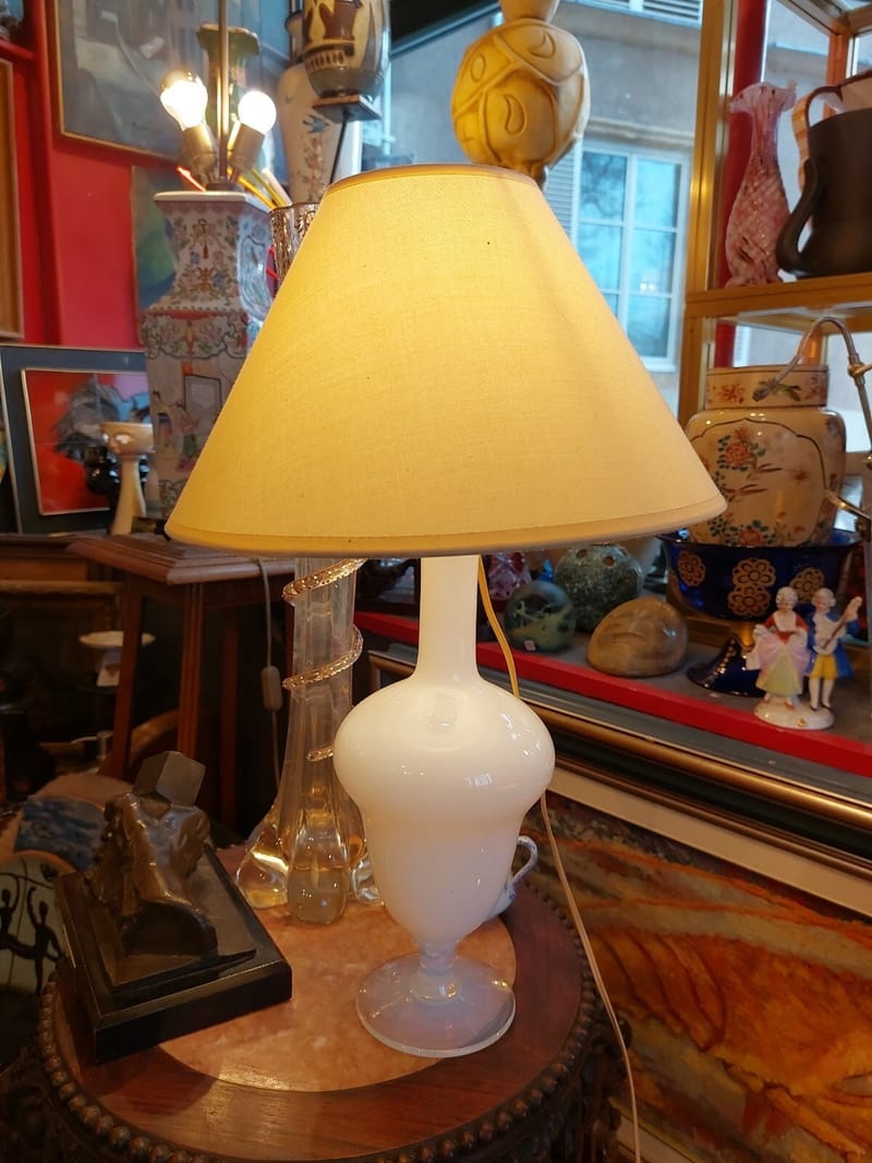 Sèvres Opaline Lampe Poser Verre Opaline Sèvres France