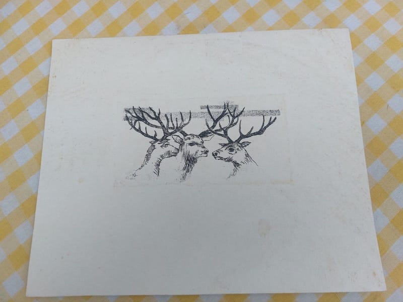 Eau Forte Cerfs André Simon Artiste Lorrain Metz — vue 2