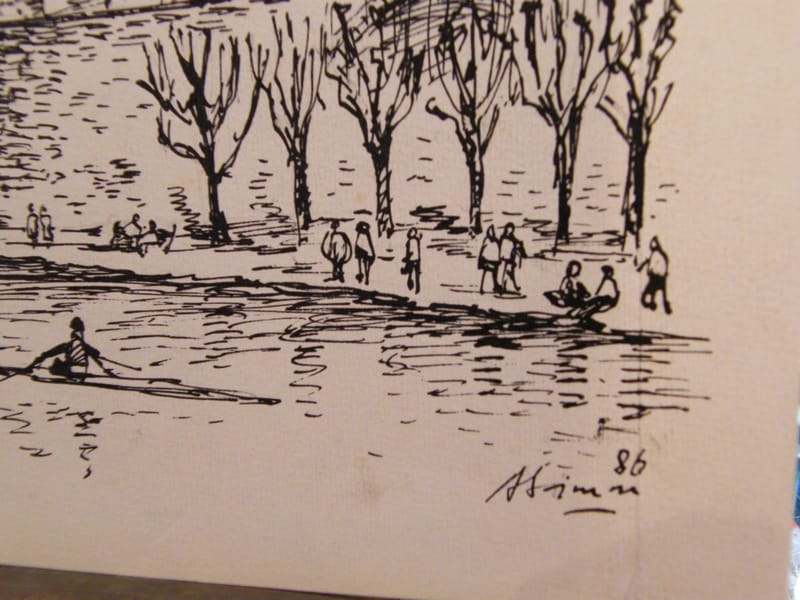 Metz Encre Chine Metz Quai Régates André Simon 1926-2014 1986 Artiste Lorrain — vue 3