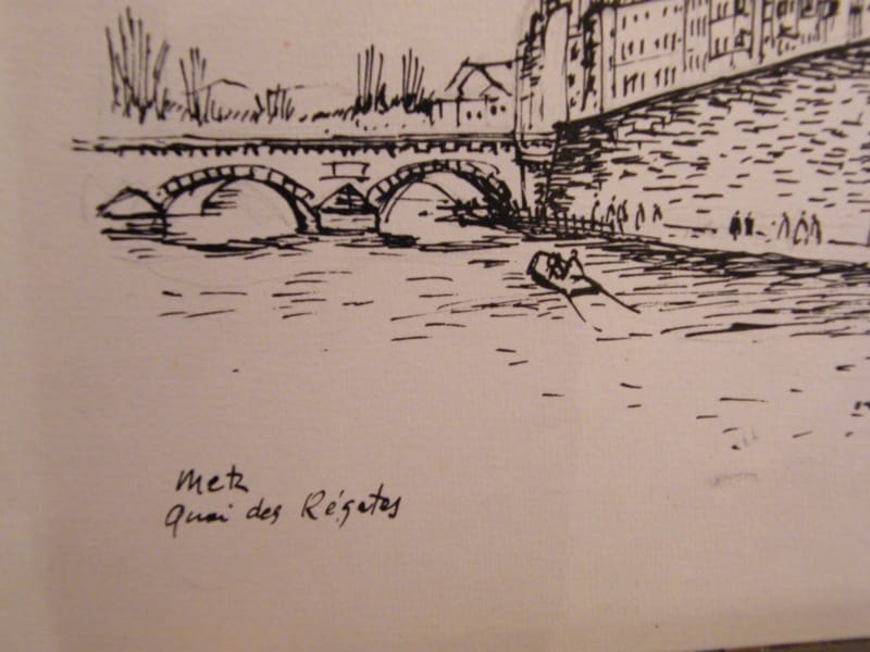 Metz Encre Chine Metz Quai Régates André Simon 1926-2014 1986 Artiste Lorrain — vue 2