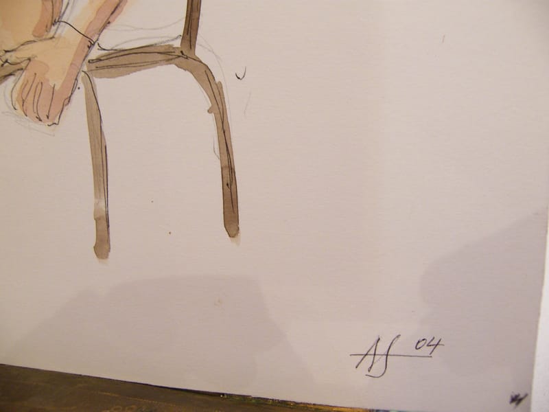 Aquarelle Nu Femme Assise André Simon 1926-2014 2004 Artiste Lorrain — vue 2