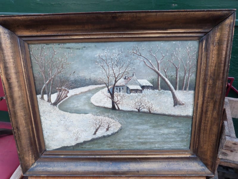 Paul Monchy Huile sur Carton Paysage d'Hiver