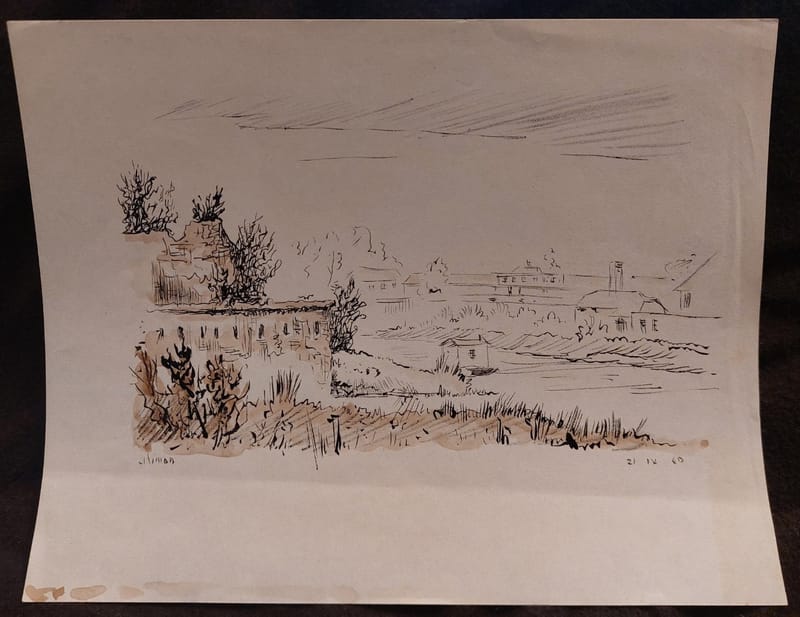 Encre André Simon 1949 Artiste Lorrain Metz Abattoirs
