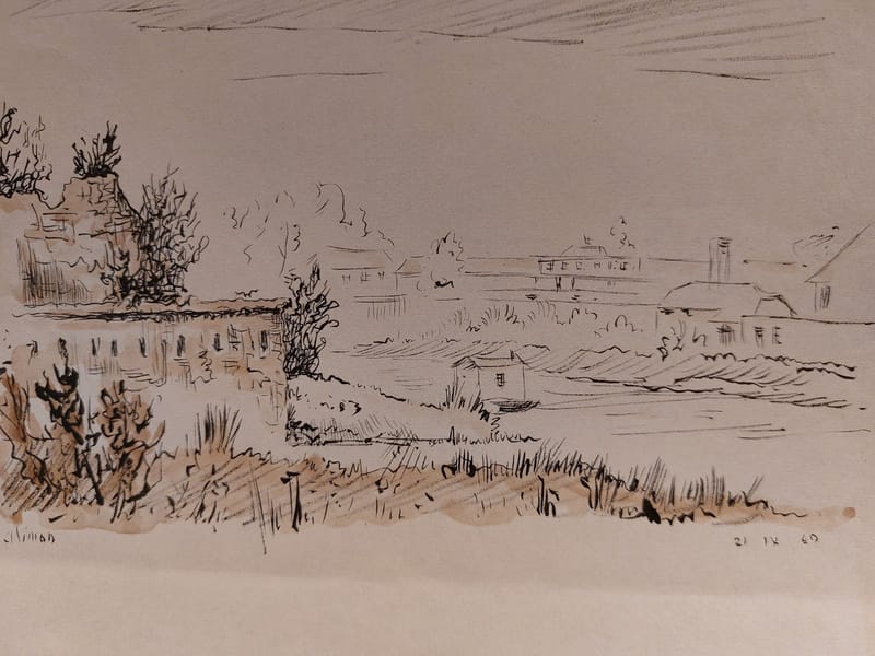 Encre André Simon 1949 Artiste Lorrain Metz Abattoirs — vue 2