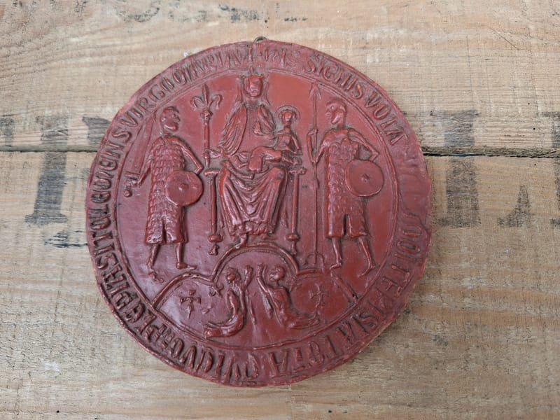 Sceau Cire Vierge Marie à l'enfant sigillographie Wax Seal