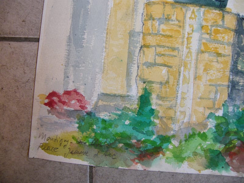 "Aquarelle Montigny les Metz Place André Simon 1926-2014 1995 Artiste Lorrain" — vue 2