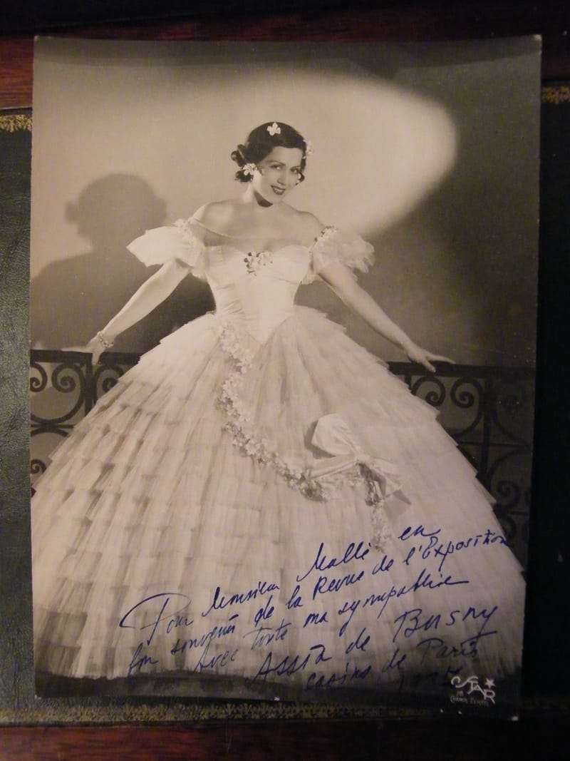 "Photographie Autographe Assia de Busny 1937 Casino de Paris Photo Star"