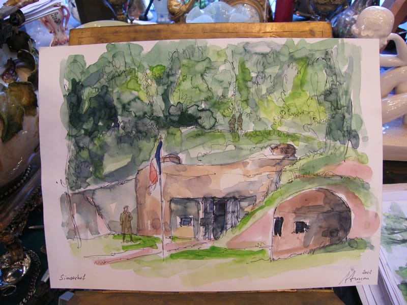 Aquarelle Simershof André Simon 1926-2014 2002 Artiste Lorrain