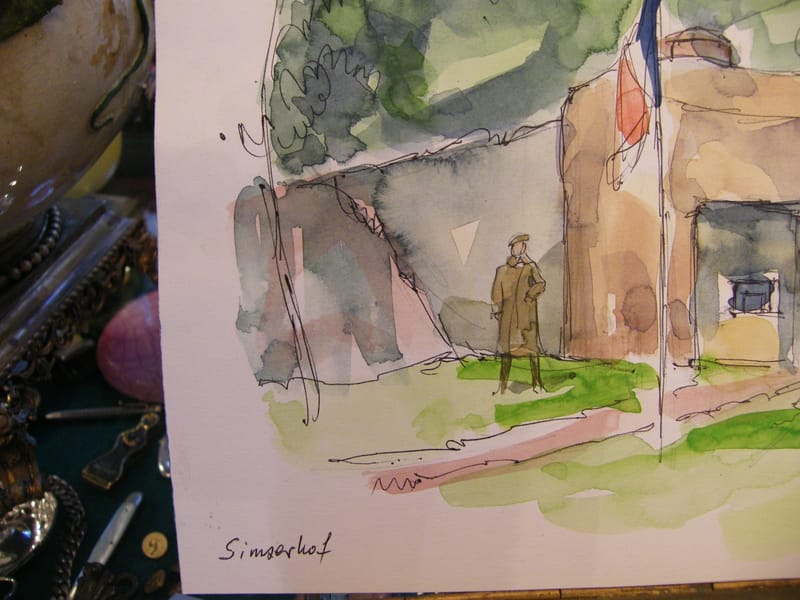 Aquarelle Simershof André Simon 1926-2014 2002 Artiste Lorrain — vue 2