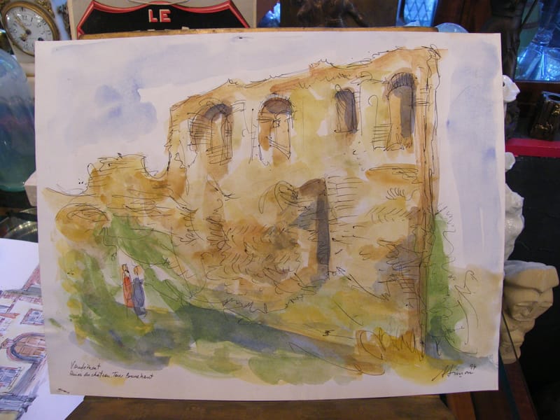 Vaudémont Château André Simon 1926-2014 1994 Artiste Lorrain Aquarelle
