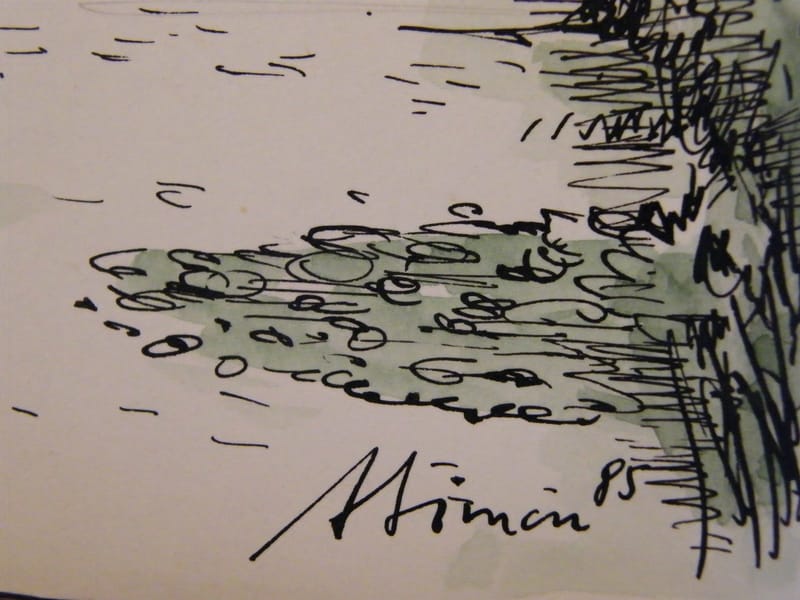 Montigny Vieux Canal André Simon 1926-2014 1985 Artiste Lorrain Encre de Chine — vue 3