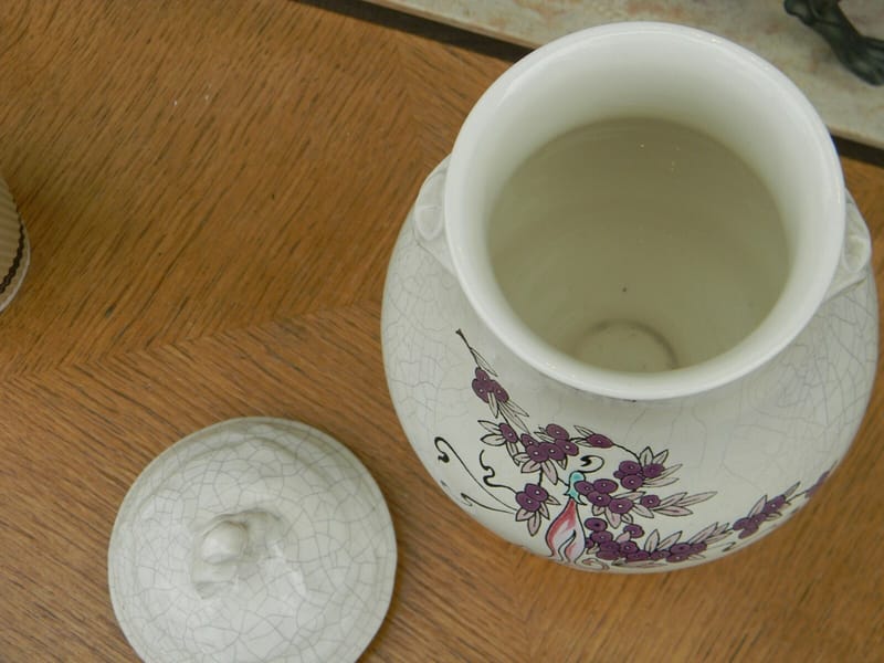 Longwy Urne Pot Couvert en Emaux de Longwy Saint Jean l'aigle — vue 3
