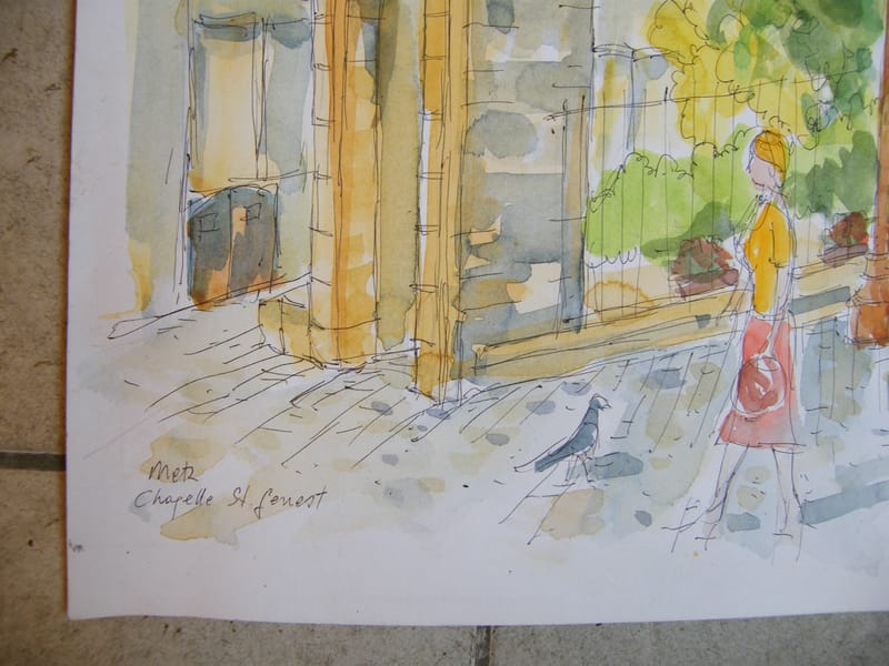 Metz Chapelle St Genest André Simon 1926-2014 1995 Artiste Lorrain Aquarelle — vue 2
