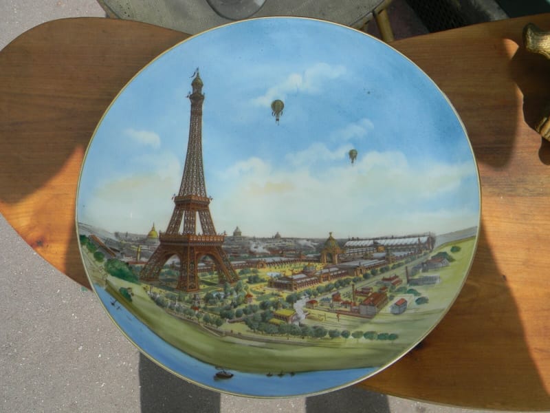 Exposition Universelle Paris Plat Mural  1889 Tour Eiffel Ballons Bertin Tissier