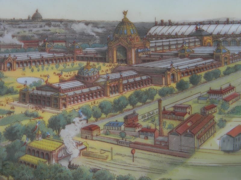 Exposition Universelle Paris Plat Mural  1889 Tour Eiffel Ballons Bertin Tissier — vue 5