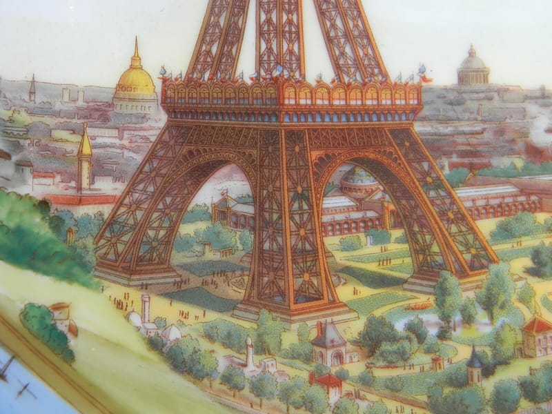 Exposition Universelle Paris Plat Mural  1889 Tour Eiffel Ballons Bertin Tissier — vue 6
