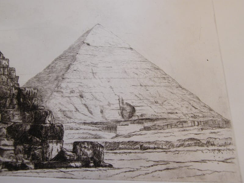 Pyramides Egypte André Simon (1926-2014) Artiste Lorrain 1989 Eau Forte — vue 2
