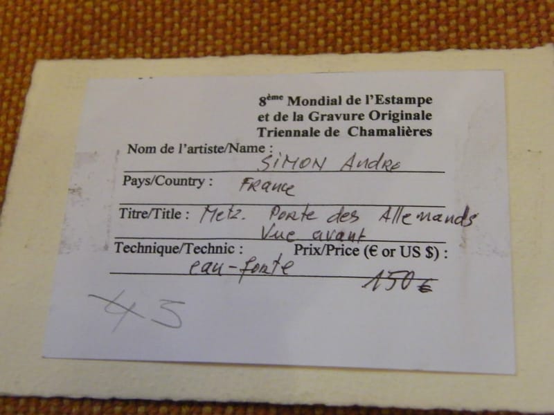 "Eau Forte Porte des Allemands André Simon Numérotée Triennale Chamalières 2010" — vue 3